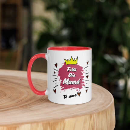 FELIZ DIA MAMA   Mug with Red Color Inside
